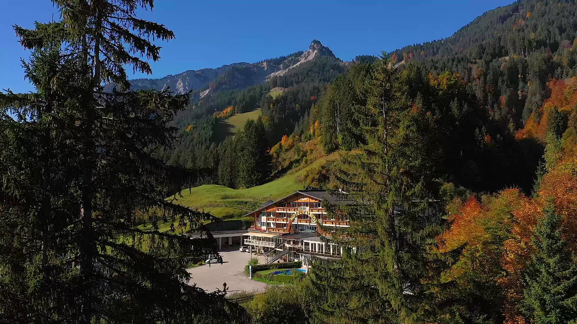 Bergherbst in der Ferienregion mit bunten Bäumen. Ein Video vom Talhof und der schönen herbstlichen Umgebung